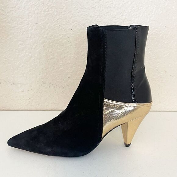 AGL gold metallic black leather Ankle boots 37 - Picture 1 of 11